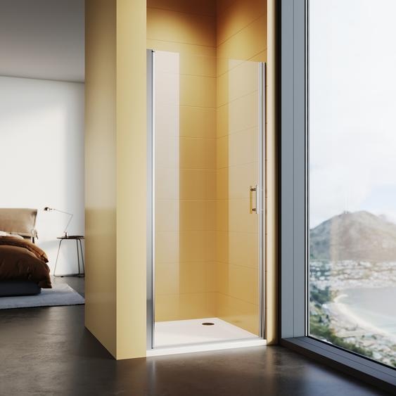 Porte de douche pivotante SONNI 86 x 195 cm, porte de douche pour niche, avec plage de réglage, cabine de douche, paroi de douche, porte de douche, verre nano, revêtement nano