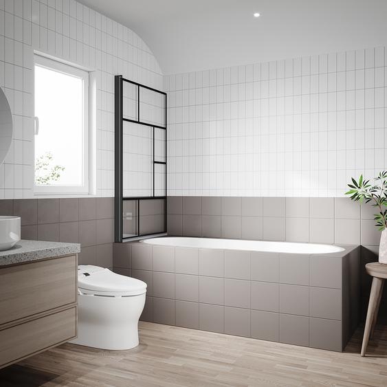 SONNI Rehausse de baignoire Pare-douche pour baignoire pliante 80x140cm, douche, NANO 6mm verre de sécurité trempé avec nano-revêtement, noir