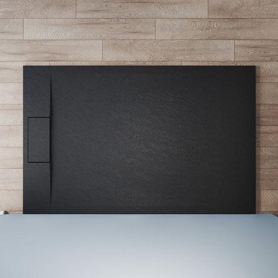 Sonni - sirhona Receveur de douche 140x90cm Receveur de douche plat de haute qualité pour cabine de douche Salle de bain smc Noir 32mm texture