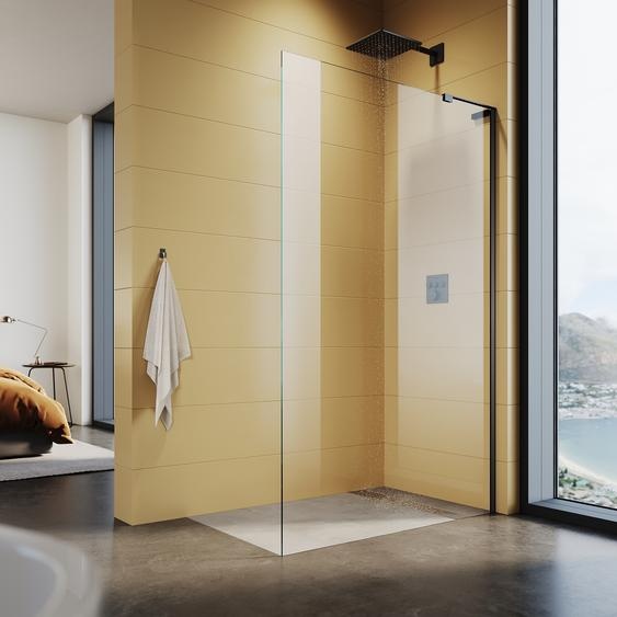 SONNI Walk in Douche 120x200cm, Noir, NANO, ESG, Film anti-éclats Paroi de douche