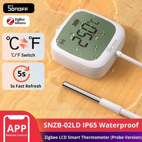 SONOFF SNZB-02LD IP65 Zigbee LCD thermomètre intelligent avec sonde détecter piscine baignoire réfrigérateur congélateur mesure de la température des liquides