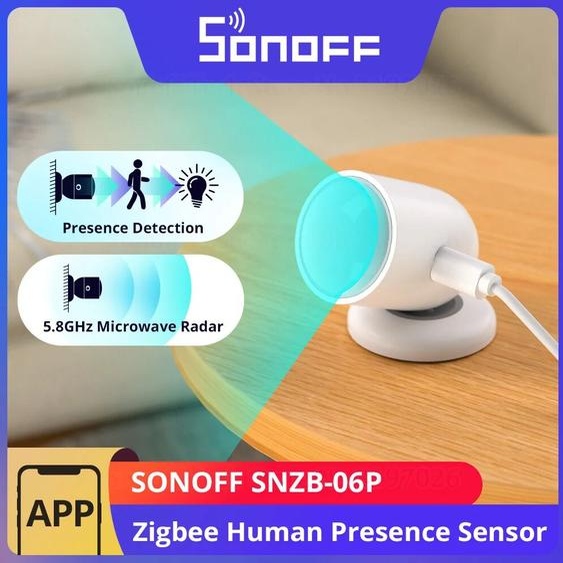 SONOFF SNZB-06P Zigbee capteur de présence humaine détection de lumière Radar à micro-ondes maison intelligente via ZBBridge-P eWeLink Alice Alexa Google