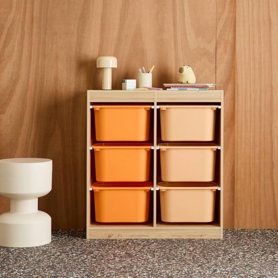 Sora - Childrens Storage Unit With 6 Storage Bins Orange