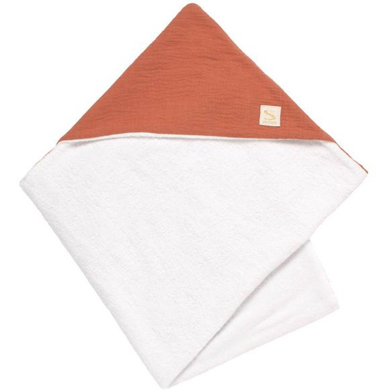 Sortie De Bain En Double Gaze De Coton Et Éponge Rouge