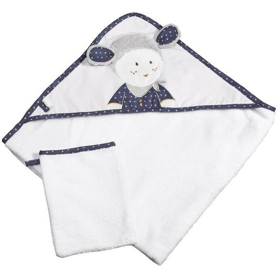 Sortie De Bain Et Son Gant En Coton Blanc