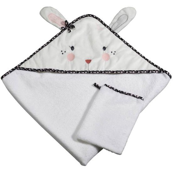 Sortie De Bain Lapin Et Gant En Coton Blanc