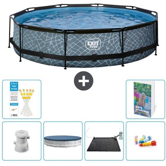 Sortie de piscine Rund - Design Steinoptik - 360 x 76 cm - 5 pièces - Modèle S211