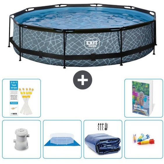 Sortie de piscine Rund - Design Steinoptik - 360 x 76 cm - 5 pièces - Modèle S220
