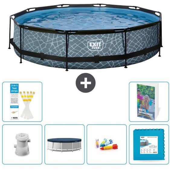 Sortie de piscine Rund - Design Steinoptik - 360 x 76 cm - 5 pièces - Modèle S222
