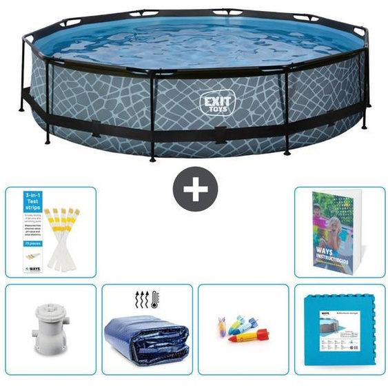 Sortie de piscine Rund - Design Steinoptik - 360 x 76 cm - 5 pièces - Modèle S229