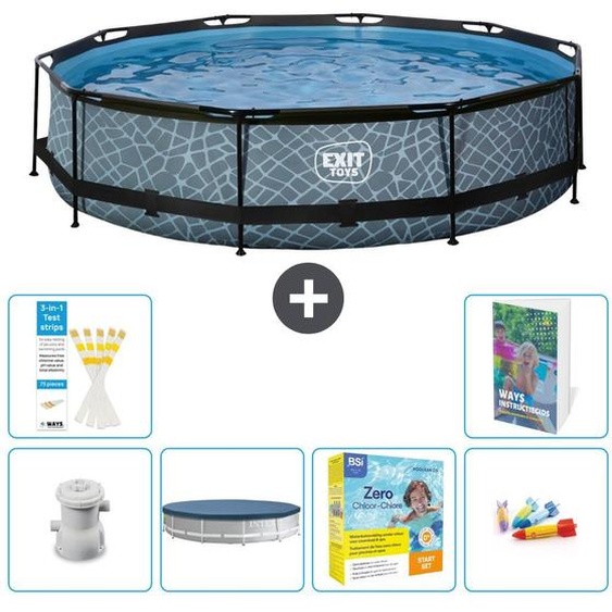 Sortie de piscine Rund - Design Steinoptik - 360 x 76 cm - 5 pièces - Modèle S231