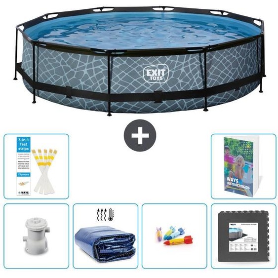 Sortie de piscine Rund - Design Steinoptik - 360 x 76 cm - Composée de 5 éléments - Modèle S177