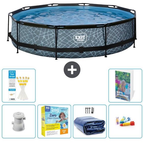 Sortie de piscine Rund - Design Steinoptik - 360 x 76 cm - Composée de 5 éléments - Modèle S181