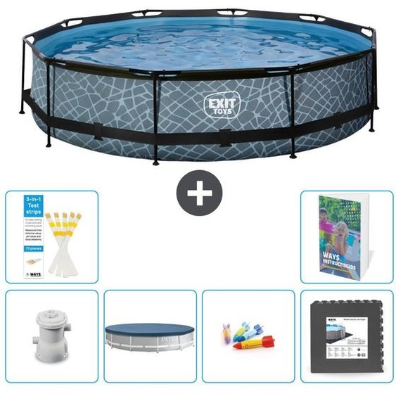 Sortie de piscine Rund - Design Steinoptik - 360 x 76 cm - Composée de 5 éléments - Modèle S317