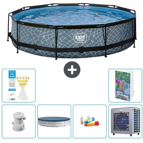 Sortie de piscine Rund - Design Steinoptik - 360 x 76 cm - Composée de 5 éléments - Modèle S338