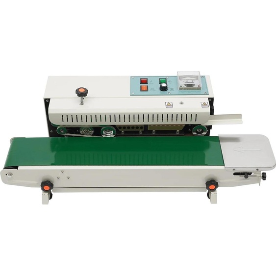 Soudeuse à bande continue - Soudeuse horizontale pour sachets - Puissance 500 W - Largeur de soudure 5–12 mm - Température 0–300 °C - Prise européenne - Beige et vert