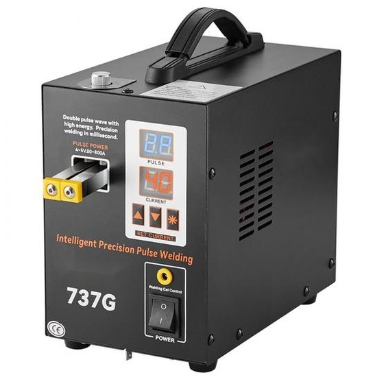 Soudeuse par points sur batterie - 737G Soudeuse par points à impulsion - Station de soudage portable sur batterie haute performance - 2 modes de soudage - Eclairage LED - 0,12 mm de nickel pur - 18650 14500 batterie