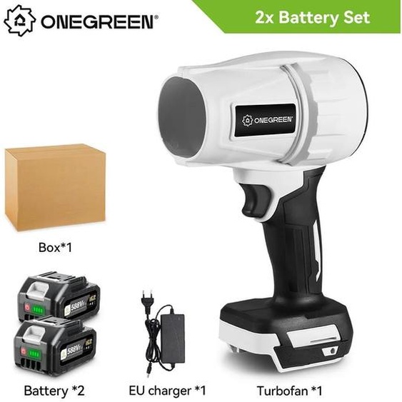 Souffleur à batterie - Souffleur turbo maniable - 2000 W - Moteur sans balais - 15 000 tr/min - Vitesse de lair 200 m/s - 2 batteries 588VF - Orange