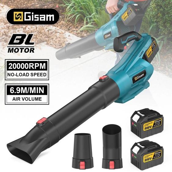 Souffleur à feuilles sans fil - Souffleur à main - Moteur sans balais - 20 000 tr/min - Système 18 V - 2 batteries incluses - Pour les feuilles, la poussière et la neige