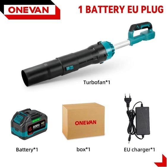 Souffleur à feuilles sans fil - Souffleur turbo - Moteur sans balais - 6000 W+ - Rechargeable - 1 batterie - Prise européenne - Rouge