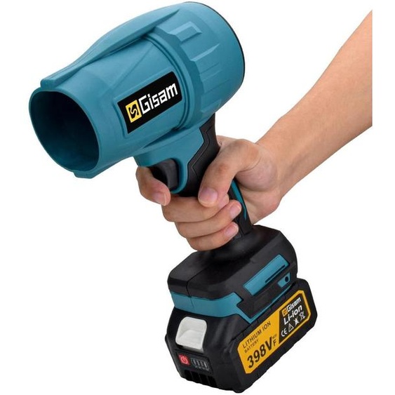 Souffleur à feuilles sans fil - Souffleur turbo sans balais 18 V 1500 W - Vitesse de soufflage de 200 km/h - Haute pression - Sans fil - 1 batterie incluse - Appareil portatif - Or