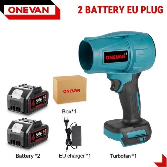 Souffleur de feuilles électrique - Soufflerie turbo - Moteur sans balais - 2000–3999 W - Sans fil - 2 batteries 588VF incluses - Chargeur UE - 200 m/s - Orange