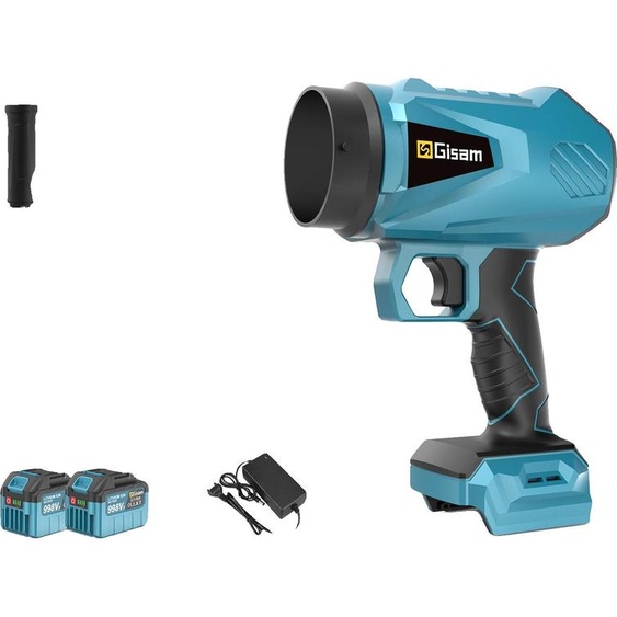 Souffleur de feuilles, moteur sans balais, fonctionnement sans fil, 2 batteries