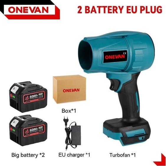 Souffleur de feuilles sans fil - Kit de batteries 2x928VF - Puissance de 2000 W - Vitesse de lair de 200 m/s - Moteur sans balais - Mode turbo - Pour la neige et la poussière