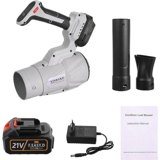Souffleur de feuilles sans fil - Souffleur de jardin - Tension 21 V - Puissance 400 W - Capacité 15000 mAh - Une batterie incluse - Puissance réglable en continu - Design léger