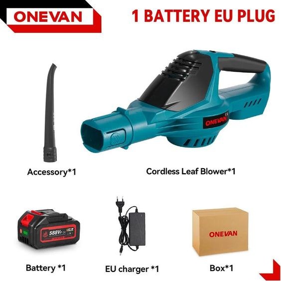 Souffleur de feuilles/souffleur dair électrique - Sans fil, sans balais - 5 vitesses - Jusquà 180 m/s - 1 batterie 18 V incluse - Pour les feuilles et la neige