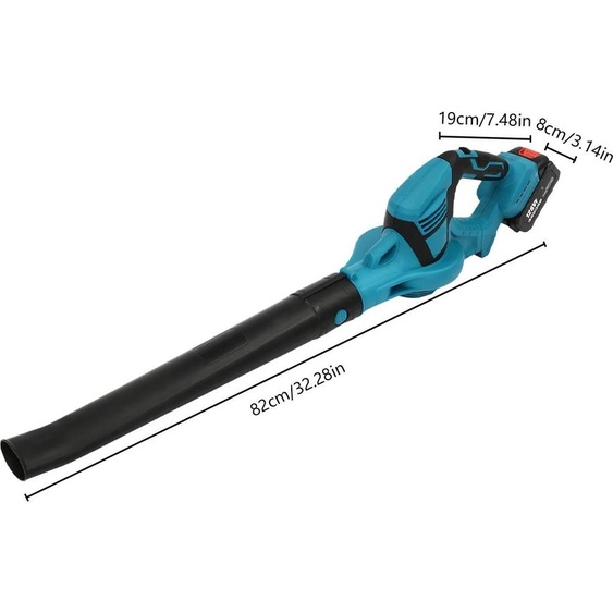 Souffleur de feuilles - Souffleur de jardin sans fil - 18 800 tr/min - Débit dair env. 680 m³/h - Tube réglable - Sans batterie - Bleu