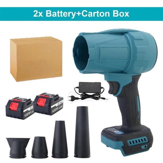 Souffleur de feuilles turbo H28 - 3500 W - Moteur sans balais - Haute pression - Fonctionnement sur batterie - 2 batteries - 4 buses