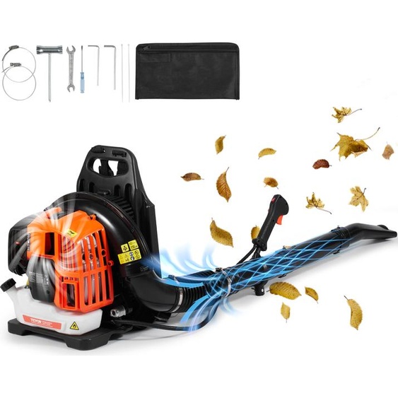 Souffleur de feuilles VEVOR en sac à dos, 52 CC souffleur de feuilles à essence 2 temps avec réservoir de carburant de 1,37 l, volume dair de 480 CFM, vitesse de 175 MPH, idéal pour lentretien du gazon, le nettoyage des feuilles et le déneigement