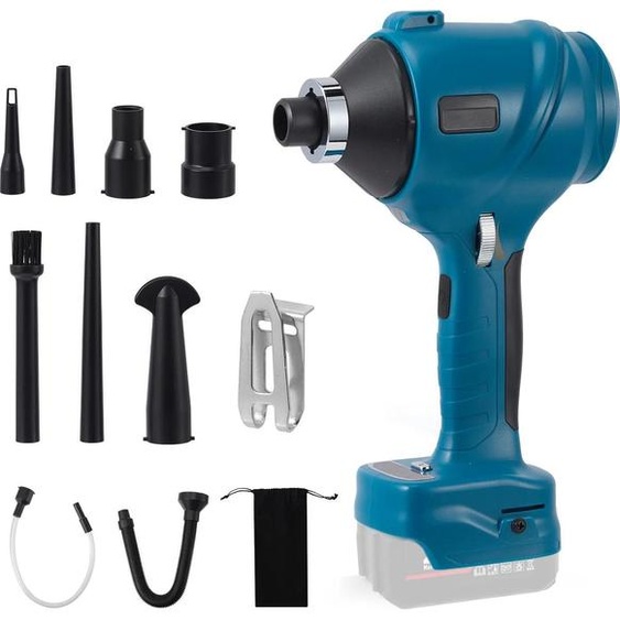 Souffleur de poussière - Souffleur à batterie maniable Air Duster - Avec batterie - Vitesse réglable - Moteur sans balais - CE - Bleu