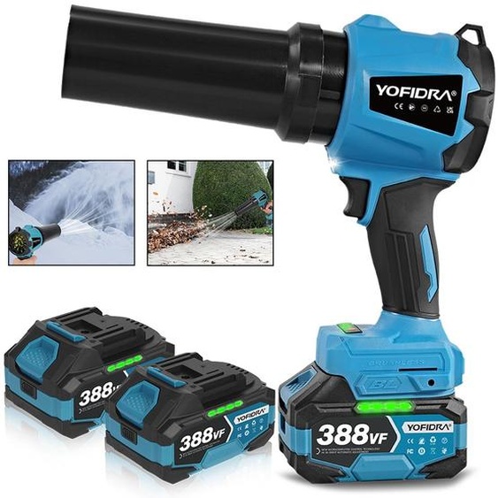 Souffleur sans fil Souffleur de feuilles sans balais 300 m/s Souffleur à neige Turbo Jet avec 2 batteries pour voiture, jardin, feuilles, poussière et neige