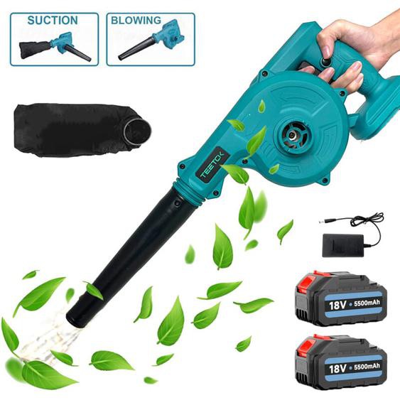 Teetok - Souffleurs et aspirateurs de feuilles électriques, souffleur dair sans fil , pour la feuille de poussière de neige de jardin + 2x batterie
