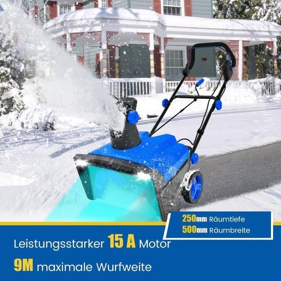 Souffleuse à neige électrique avec éclairage LED, 118 x 51 x 96 cm, bleu et noir