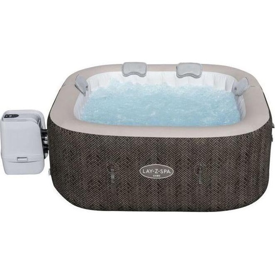 Spa Gonflable Bestway Lay-Z-Spa Cabo, 180x180x71 cm, 4-6 Places, 140 Airjets, Carré, Rotin Tressé Brun