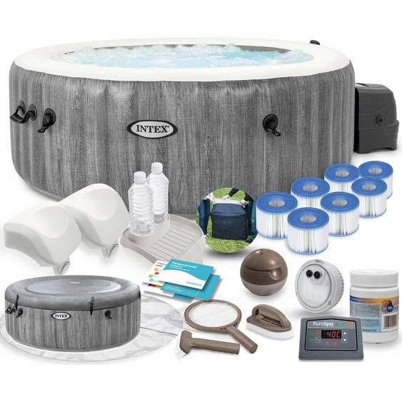 Spa gonflable Jacuzzi avec hydromassage 196 x 71 cm 4 personnes + accessoires premium INTEX 28440