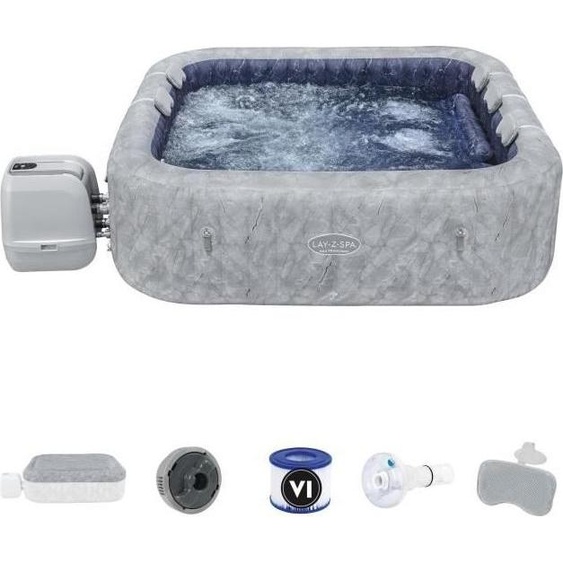 Spa Gonflable Lay-Z-Spa San Francisco HydroJet Pro, 5-7 Places, 230 x 230 x 71 cm, 180 Jets dAir, 10 Jets dEau, Couverture Isolante, 5 Appuie-Têtes