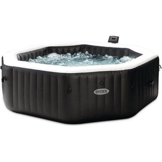 Spa Gonflable INTEX PureSpa Carbone, 6 Places, 140 Diffuseurs à Bulles, 6 Jets Massants, 40°C, Avec Housse et Tapis de Sol