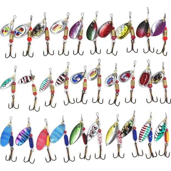 Spinner Set dappâts de pêche, 30 pièces, cuillère à paillettes en métal, B SET 30 PIECES