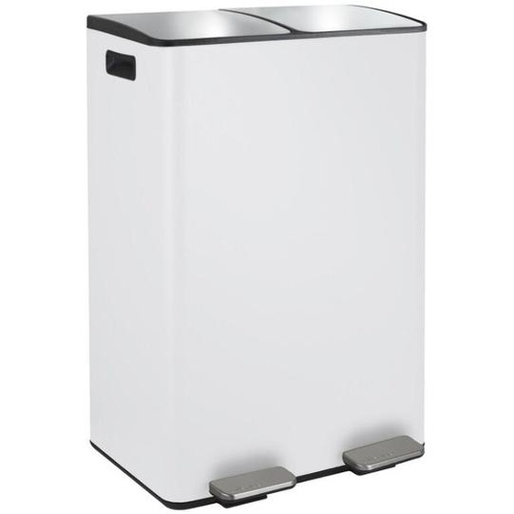 Poubelle tri Sélectif aliya 60L (2x30L) Acier Blanc mat Spirella