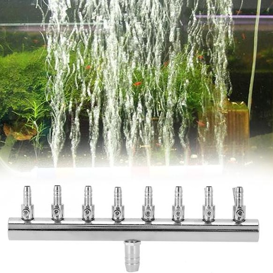 Splitter de pompe à air en acier inoxydable pour aquariums, distributeur à 8 voies avec vanne de régulation, idéal pour améliorer loxygénation dans les bacs à poissons