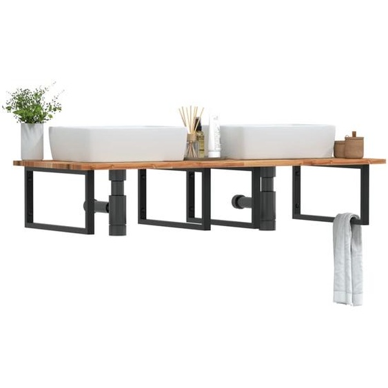 Stabli Möbel Étagère de lavabo murale acier et acacia - Armoires de toilette CC9745497 3parcel