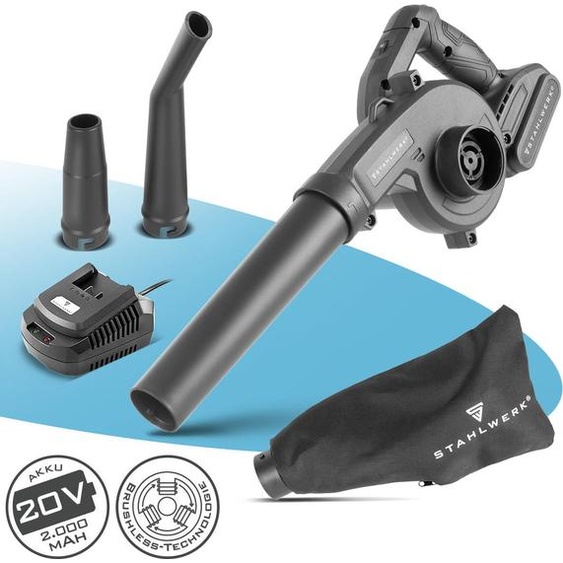 STAHLWERK Mini-souffleur sur batterie MAG-20 ST - Souffleur de feuilles sur batterie 20 Volts avec 2Ah