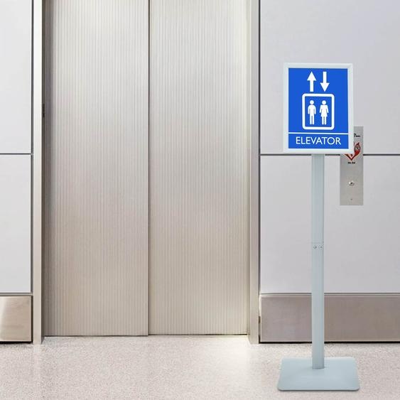 Stand de Poster sur Pied Argenté 32 x 27 x 119 cm PVC et Fonte