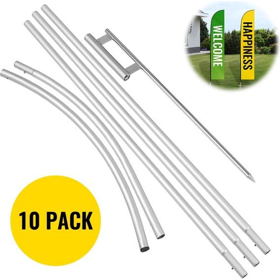 Standard Taille Oxford Swooper Drapeau 10 x 6 STK 16 pieds signe bannière alliage daluminium, 4,3 m Swooper Drapeau panneau publicitaire avec kit de mât de drapeau et piquet de terre panneau publicitaire slogan drapeaux