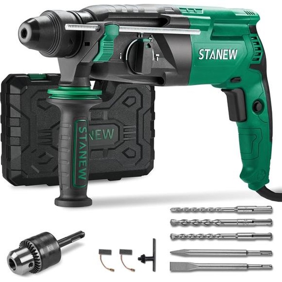 STANEW Marteau perforateur 950 W SDS Plus, 0-1150 t/min/5100 BPM, Perceuse 4 fonctions & débrayage de sécurité, Marteau perforateur filaire à vitesse variable, béton, acier, bois