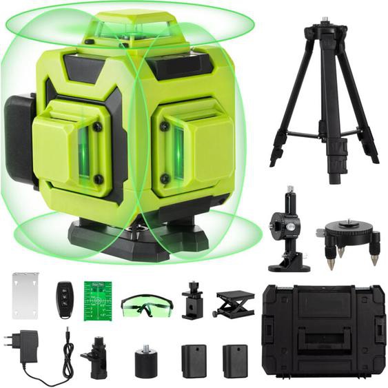 Stanew - Niveau laser 4 x 360°, Autonivelant Niveau Laser Vert 4D, 16 Line Ligne Laser Verte Horizontal et Verticale, Avec Télécommande Intégrée